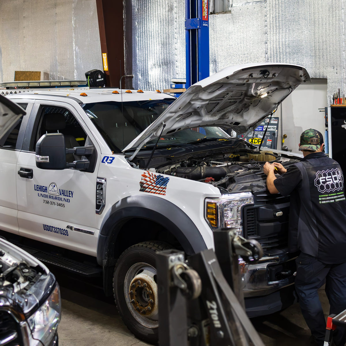 Fleet work truck in the shop