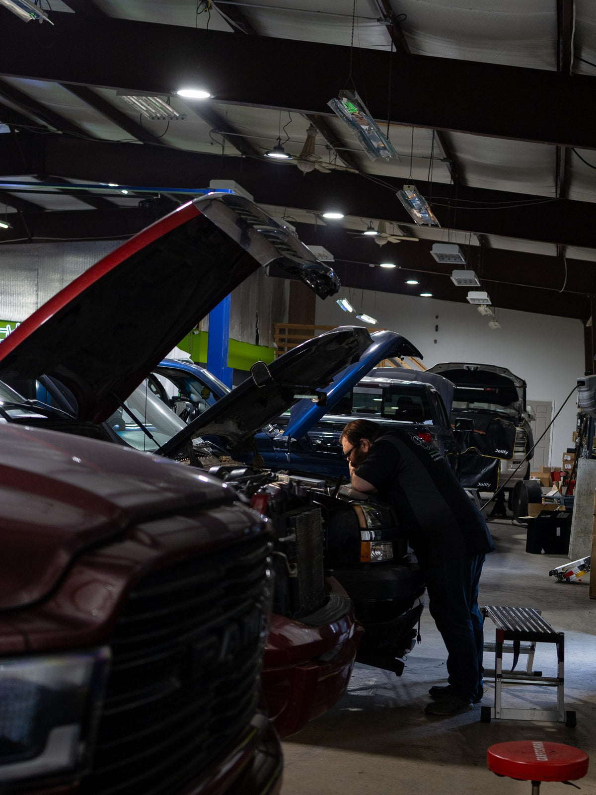 Technician working under the hood